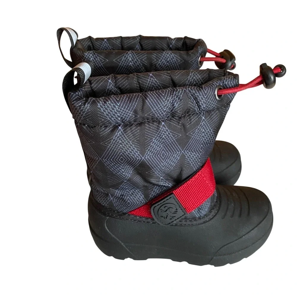Northside NEW Toddler Snow Boots Black Red Geometric Size 6 Waterproof